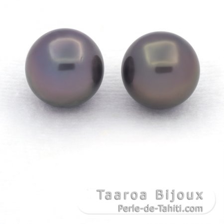 Lot de 2 Perles de Tahiti Rondes C 10.4 et 10.5 mm