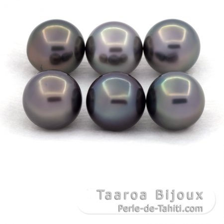 Lot de 6 Perles de Tahiti Rondes et Semi-Rondes C de 8.7  8.9 mm