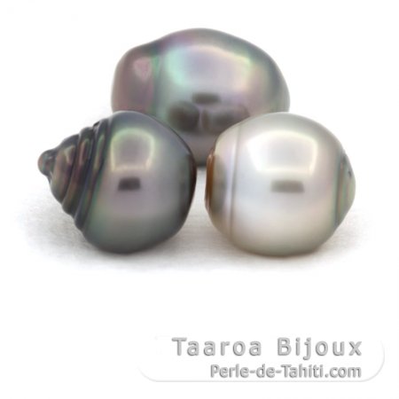 Lot de 3 Perles de Tahiti Cercles C de 10.6  10.8 mm