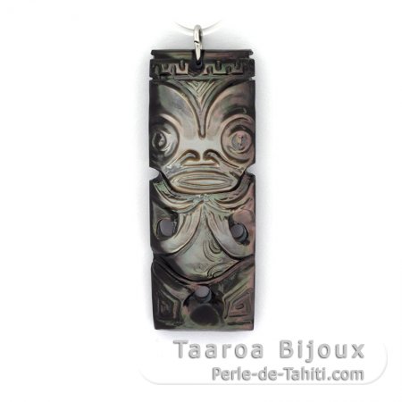 Pendentif Tiki en nacre de Tahiti