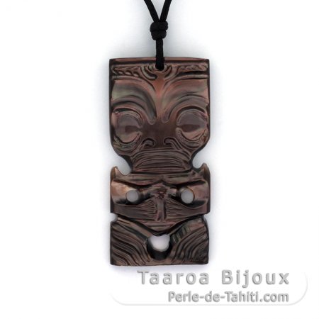 Pendentif Tiki en nacre de Tahiti