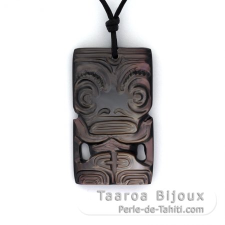 Pendentif Tiki en nacre de Tahiti