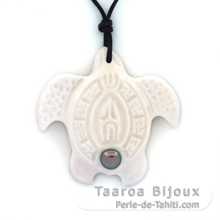 Pendentif Tortue en Os et 1 Keishi