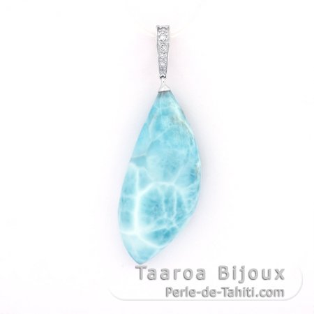 Pendentif Clip en Argent et 1 Larimar - 38 x 17 x 9 mm - 9 gr