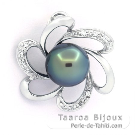 Pendentif en Argent et 1 Perle de Tahiti Ronde C 8.7 mm