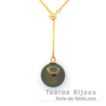 Collier en Or 18K et 1 Perle de Tahiti Ronde A 9.3 mm