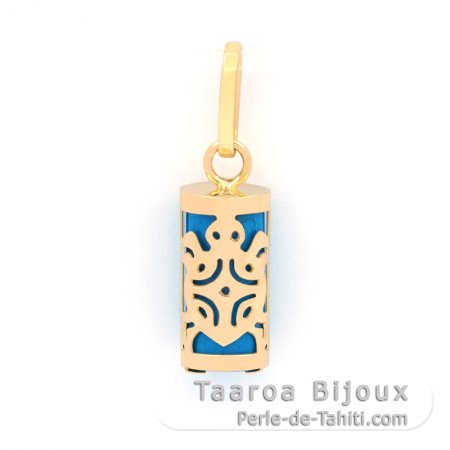 Pendentif en Or 18K et Turquoise - 10 mm - Tortue