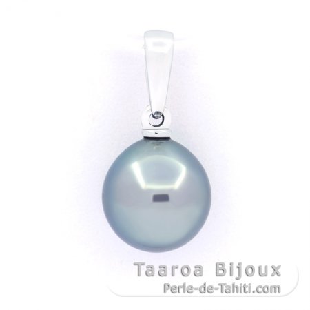 Pendentif en Or blanc 18K et 1 Perle de Tahiti Semi-Baroque B 9.2 mm