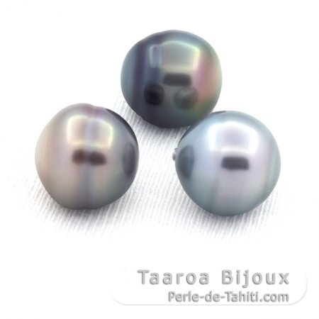 Lot de 3 Perles de Tahiti Cercles C de 11.5  11.7 mm