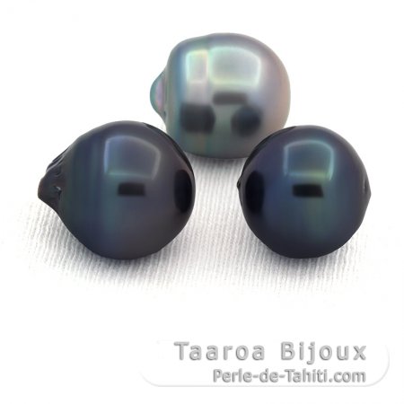 Lot de 3 Perles de Tahiti Cercles D de 13.5  13.9 mm