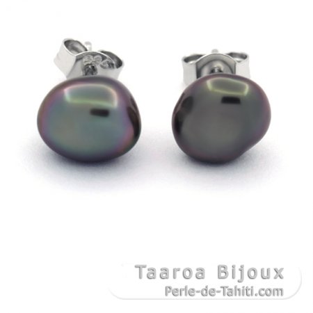 Boucles d\'Oreilles en Argent et 2 Keishis de Tahiti