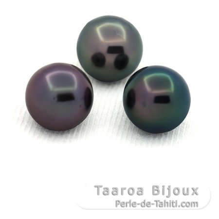 Lot de 3 Perles de Tahiti Rondes C 8 mm