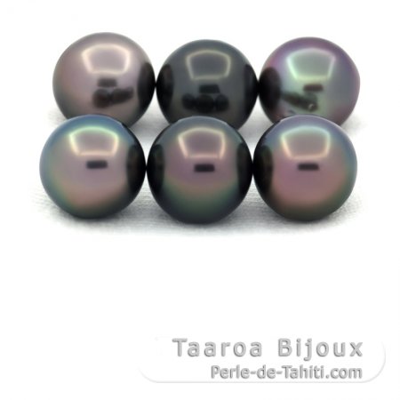 Lot de 6 Perles de Tahiti Rondes et Semi-Rondes C de 8.3  8.4 mm