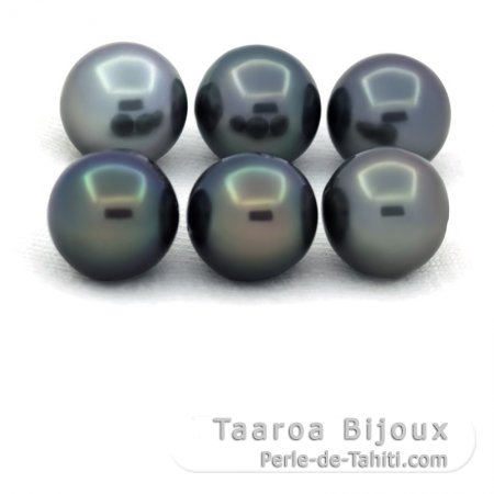 Lot de 6 Perles de Tahiti Rondes et Semi-Rondes C de 8.2  8.3 mm