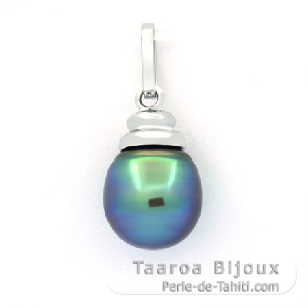 Pendentif en Argent et 1 Perle de Tahiti Semi-Baroque B+ 9.1 mm