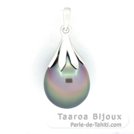 Pendentif en Argent et 1 Perle de Tahiti Semi-Baroque C 10.6 mm