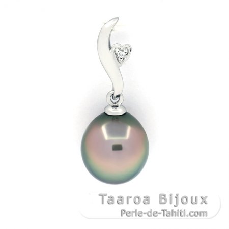 Pendentif en Argent et 1 Perle de Tahiti Semi-Baroque C 9.4 mm