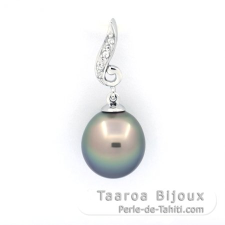 Pendentif en Argent et 1 Perle de Tahiti Semi-Baroque B 9.7 mm