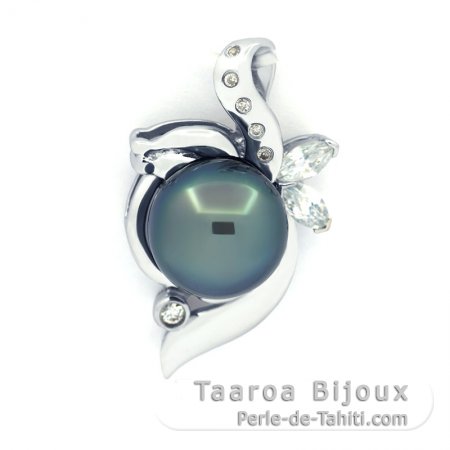 Pendentif en Argent et 1 Perle de Tahiti Semi-Baroque C 10 mm