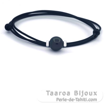 Collier en Cuir et 1 Perle de Tahiti Ronde C 11.9 mm