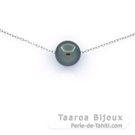 Collier en Argent et 1 Perle de Tahiti Ronde C 8.6 mm