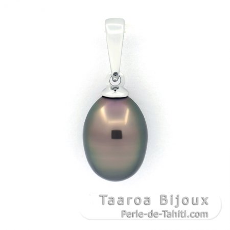 Pendentif en Argent et 1 keishi de Tahiti