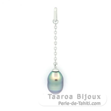 Pendentif en Argent et 1 keishi de Tahiti