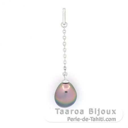 Pendentif en Argent et 1 keishi de Tahiti