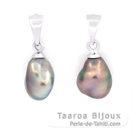 Boucles d\'Oreilles en Argent et 2 Keishis de Tahiti