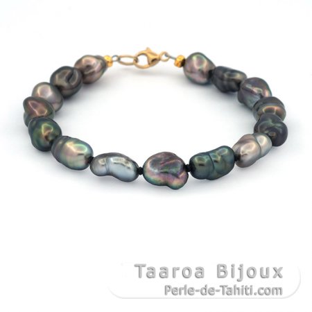 Bracelet de 15 Keishis de Tahiti et Or 18K