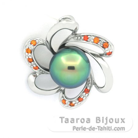 Pendentif en Argent et 1 Perle de Tahiti Semi-Baroque B+ 8.7 mm