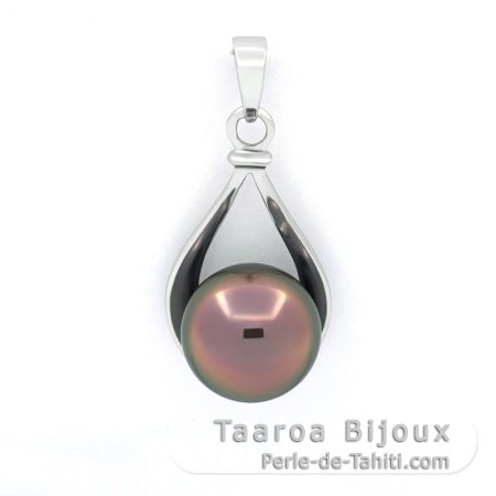 Pendentif en Argent et 1 Perle de Tahiti Semi-Baroque B 10.7 mm