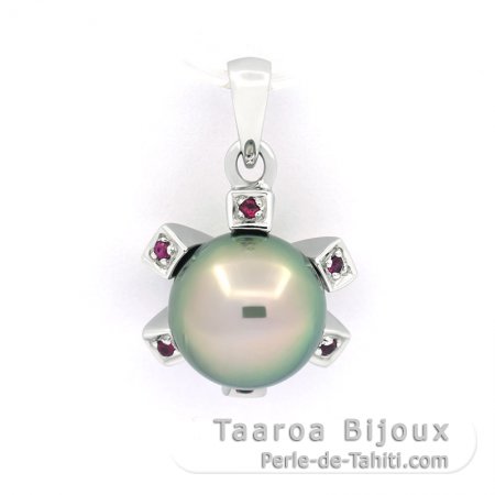 Pendentif en Argent et 1 Perle de Tahiti Ronde C 9.3 mm