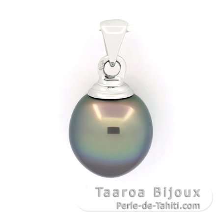 Pendentif en Or blanc 18K et 1 Perle de Tahiti Semi-Baroque A 12.2 mm