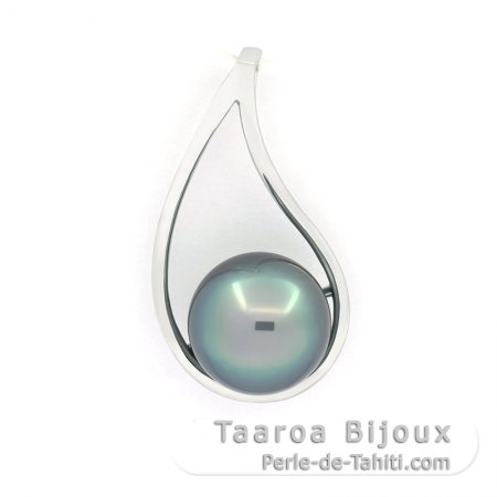 Pendentif en Argent et 1 Perle de Tahiti Semi-Ronde B 10 mm