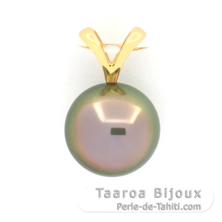 Pendentif en Or 18K et 1 Perle de Tahiti Ronde B 9.9 mm