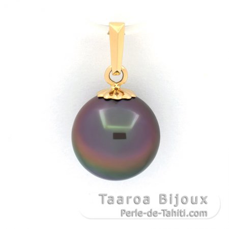 Pendentif en Or 18K et 1 Perle de Tahiti Ronde B 9.7 mm