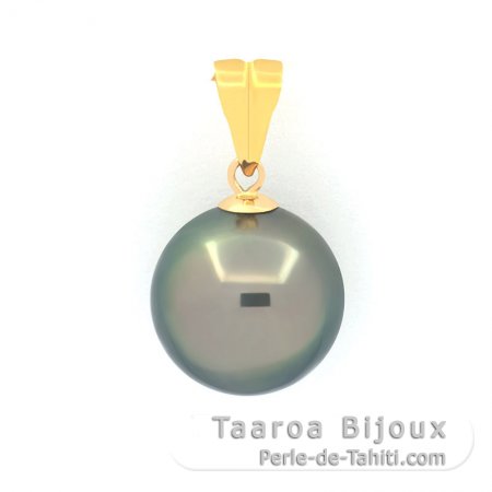 Pendentif en Or 18K et 1 Perle de Tahiti Ronde B 10.4 mm