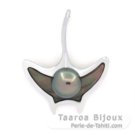 Pendentif en Argent et 1 Perle de Tahiti Ronde C 8.4 mm