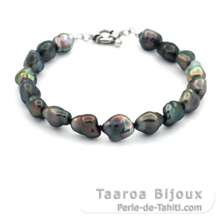 Bracelet de 17 Keishis de Tahiti et Argent .925