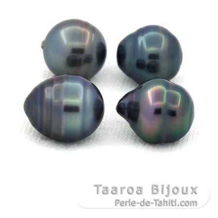 Lot de 4 Perles de Tahiti Cercles C de 9  9.5 mm