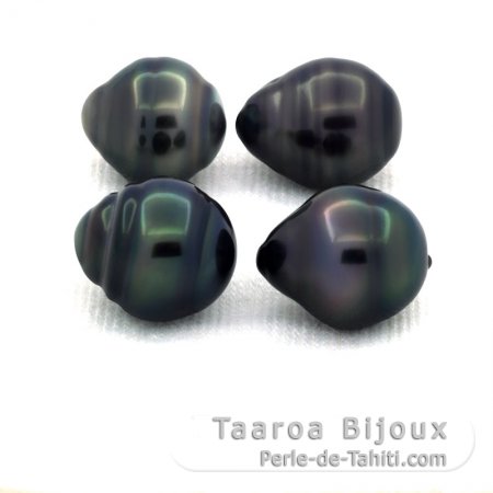 Lot de 4 Perles de Tahiti Cercles C de 9  9.5 mm