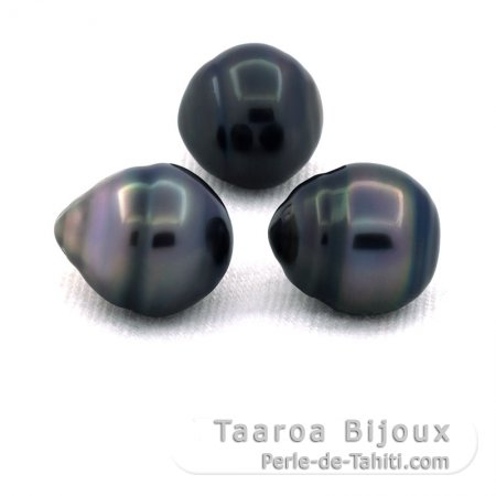 Lot de 3 Perles de Tahiti Cercles C de 11.5  11.7 mm