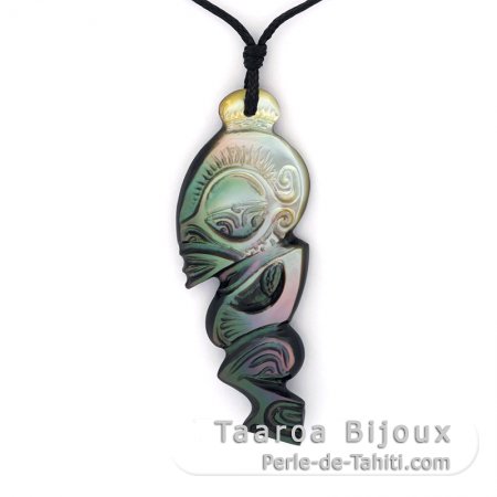 Pendentif Tiki en nacre de Tahiti