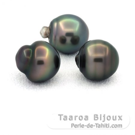 Lot de 3 Perles de Tahiti Cercles C de 11.6  11.8 mm