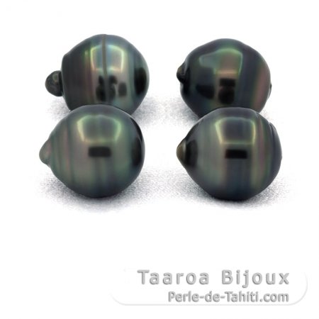 Lot de 4 Perles de Tahiti Cercles C/D de 11.5  11.7 mm