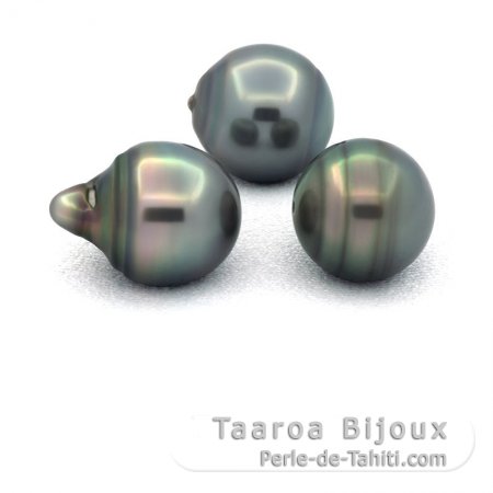 Lot de 3 Perles de Tahiti Cercles C de 11.5  11.6 mm