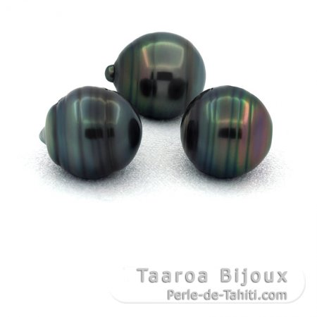 Lot de 3 Perles de Tahiti Cercles C de 11.5  11.8 mm