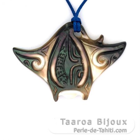 Pendentif Raie Manta en nacre de Tahiti