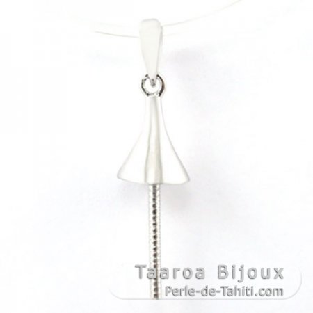 Pendentif en Argent Rhodi pour 1 Perle de 8  12 mm